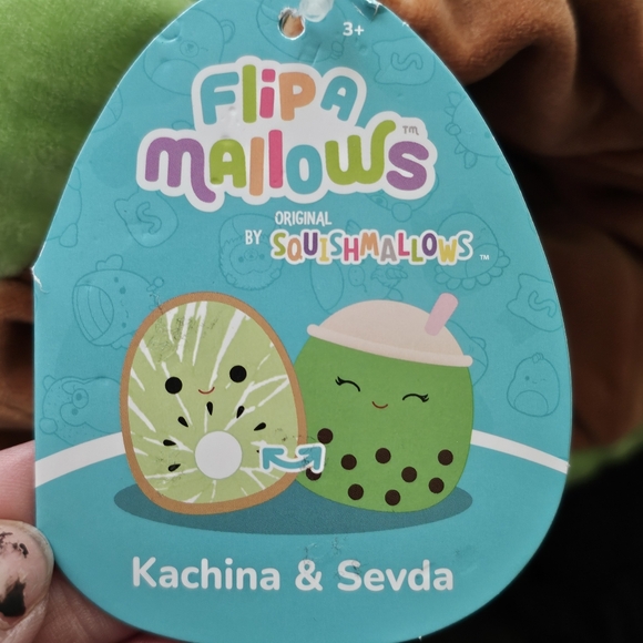🆕️ Flip A Mallows by Squishmallow 12" Kachina the Kiwi and Sevda the Boba Tea - Picture 7 of 7